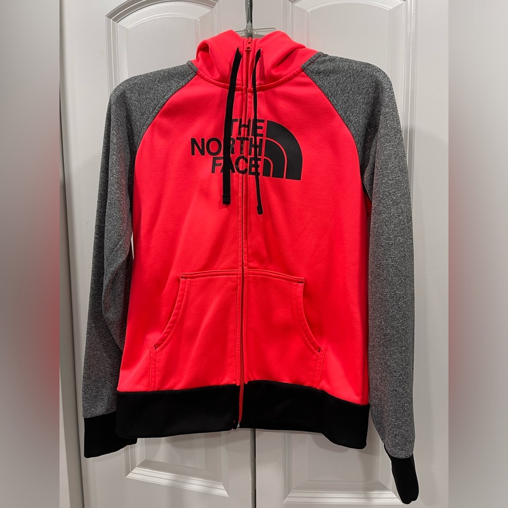 The North Face fleece lined neon hoodie